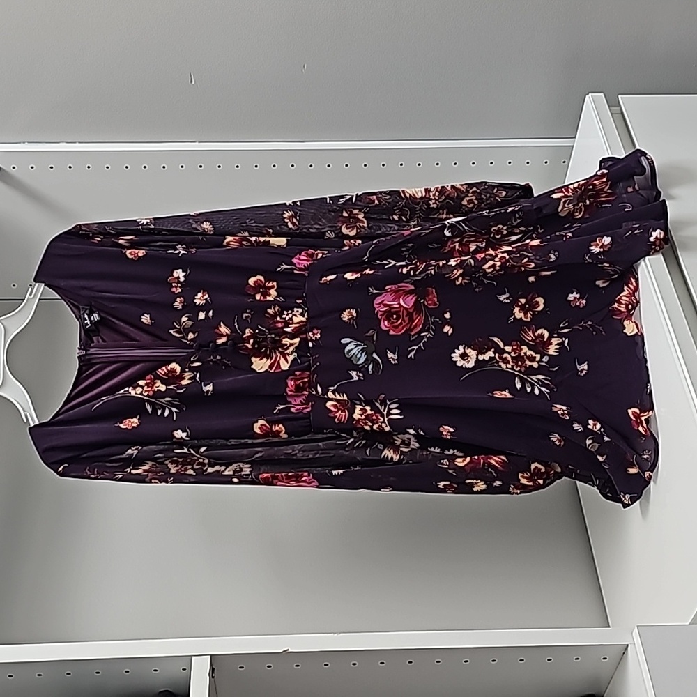 *NWT* Lulus Always Yours Plum Purple Floral Print Long Sleeve Skater Dress